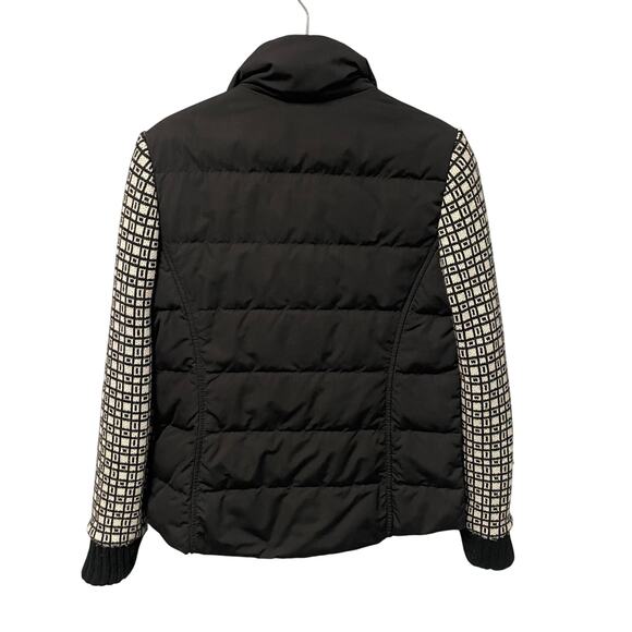 Tory Burch Black White Merino Wool Paneled Zip Up Down Fill Jacket Size 4 AS IS - Picture 6 of 7